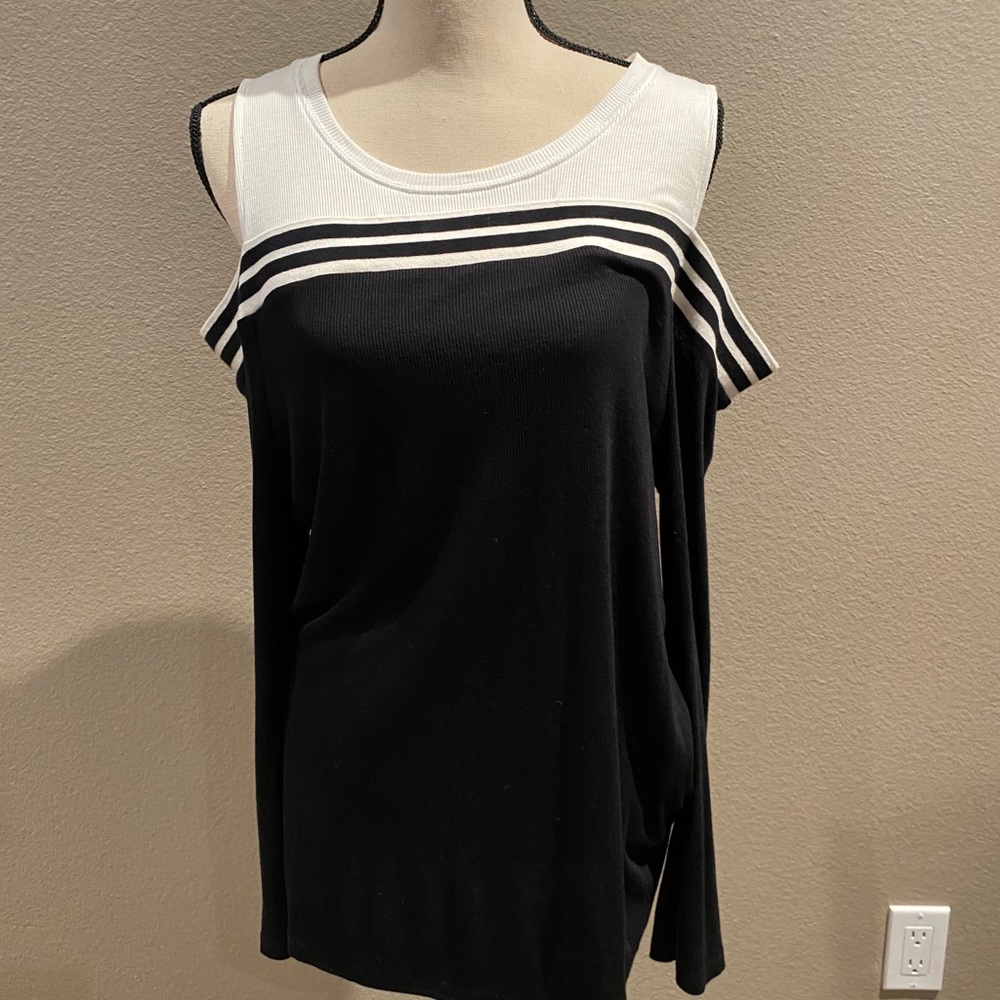 Black and White off the Shoulder Top